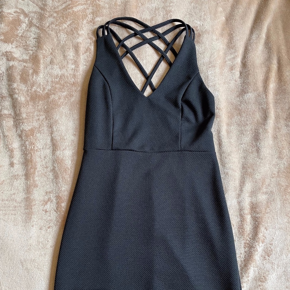 Windsor Mini Dress, Black, low back